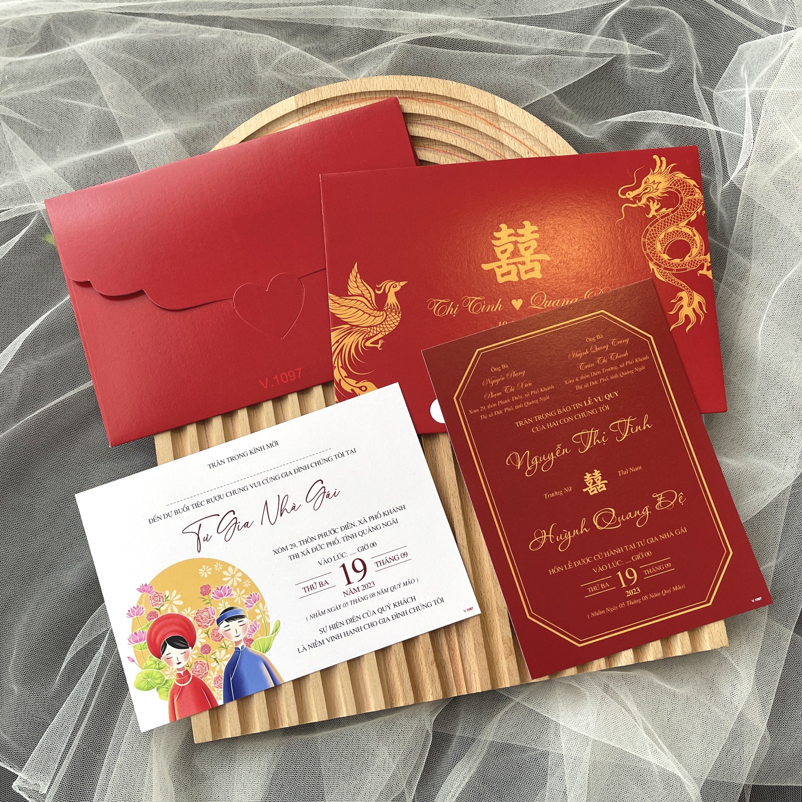 Thiệp Cưới KTS Đỏ Long Phụng